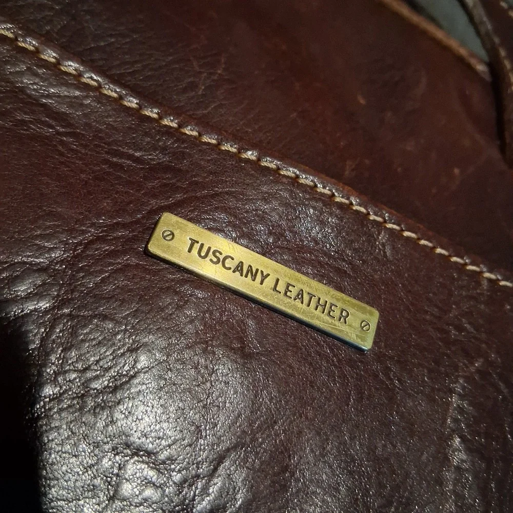 Handmade In Italy Tuscany Leather Briefcase Laptop Bag Rich Cognac Brown Soft